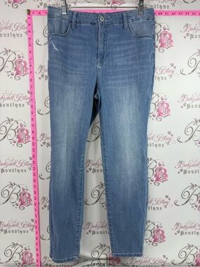 Bootlegger high rise curvy Skinny ankle Jeans in Light Blue Stretch Denim